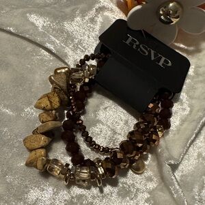 🌸Final price🌸 RSVP Elegant Brown and Gold Bracelet Set